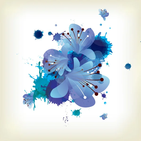 スプラッシュと花の要素と抽象的な背景 — ストックベクタ