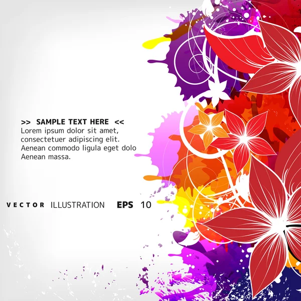 抽象复古花卉背景与颜色飞溅 — 图库矢量图片