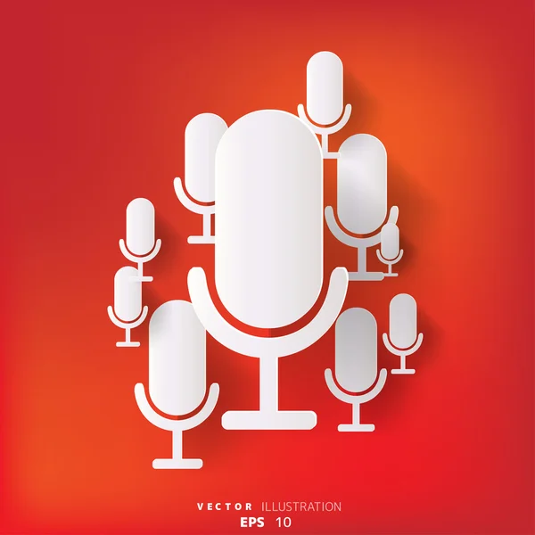 Fond abstrait avec icône web microphone, design plat — Image vectorielle