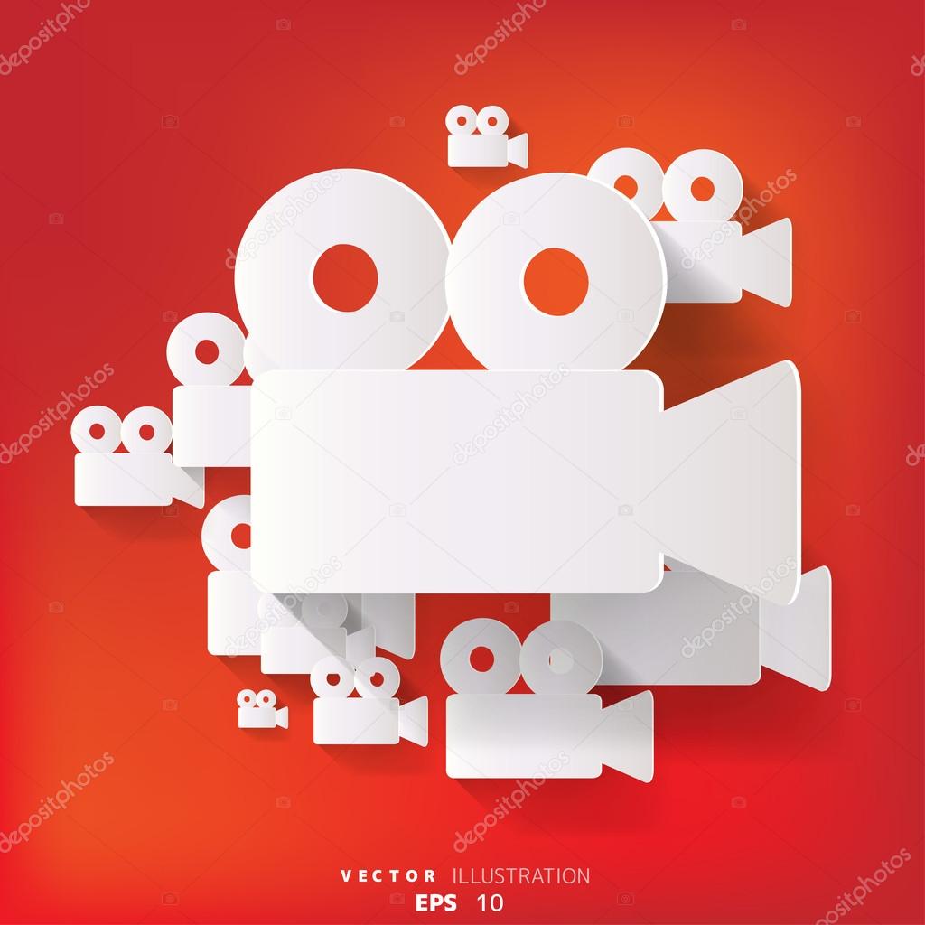 Abstract background with video-camera web icon, flat design