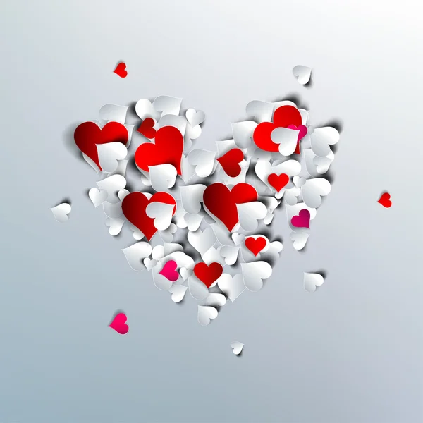 Día de San Valentín. Corazones de papel abstractos. Amor. — Vector de stock