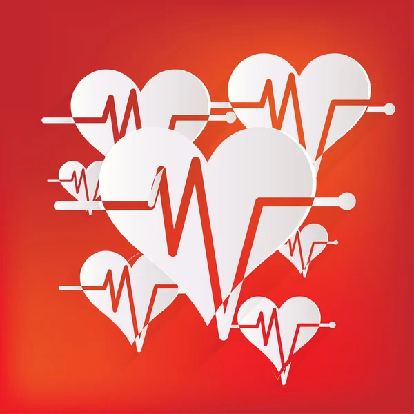 Hjärtat rytm, cardiogramm, medicinsk ikon — Stock vektor