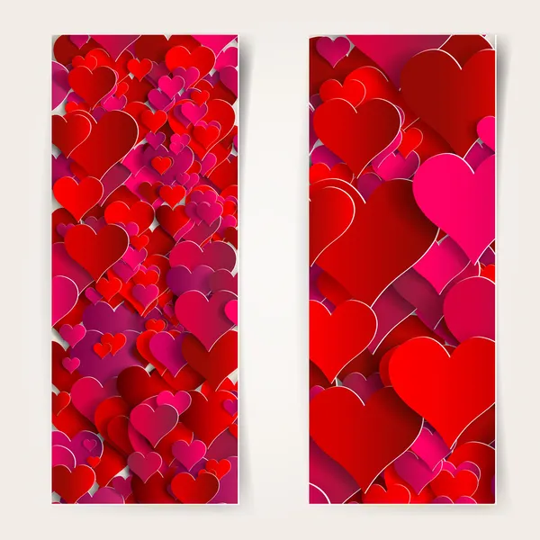 Valentines den. abstraktní karty s papírové srdce — Stockový vektor