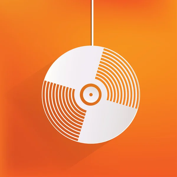 音楽のビニール ディスクのアイコン、フラットなデザイン — ストックベクタ