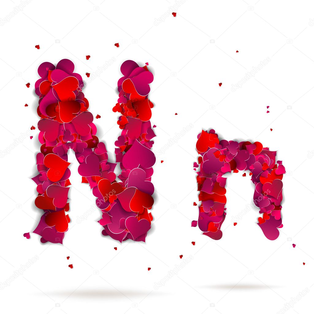 Letter n made from hearts. Love alphabet Stock Vector Image by ...