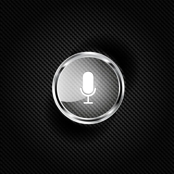 Icône web de microphone, design plat — Image vectorielle