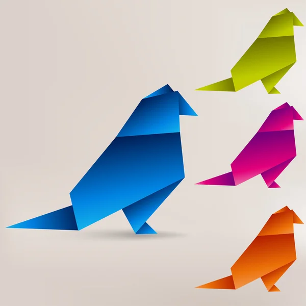 Origami pájaro de papel sobre fondo abstracto — Vector de stock