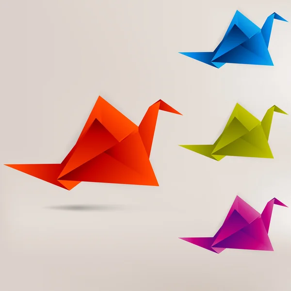 Origami uccello di carta su sfondo astratto — Vettoriale Stock