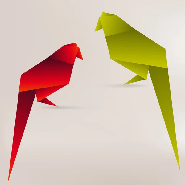 Origami papier vogel op abstracte achtergrond — Stockvector