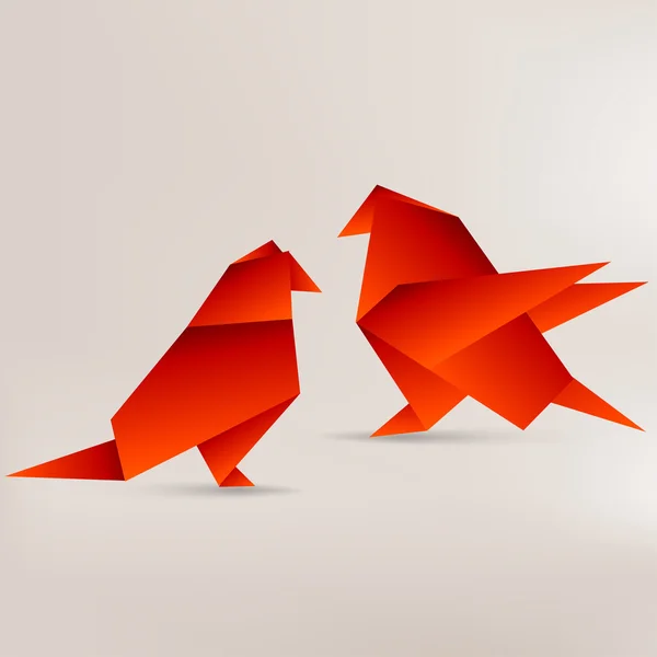 Origami pássaro de papel no fundo abstrato — Vetor de Stock