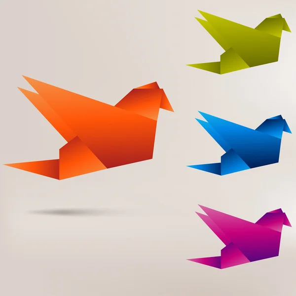 Origami pássaro de papel no fundo abstrato — Vetor de Stock