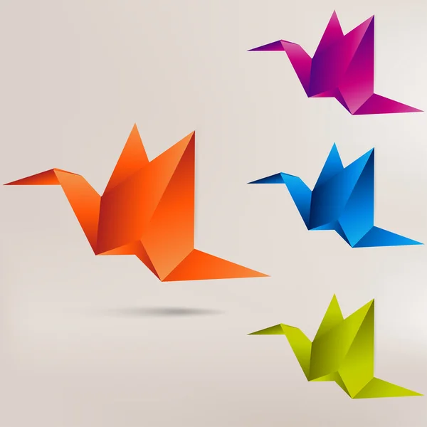 Origami papirfugl på abstrakt bakgrunn – stockvektor