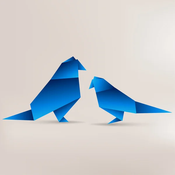 Origami Papiervogel auf abstraktem Hintergrund — Stockvektor