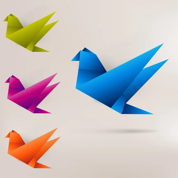 Origami pájaro de papel sobre fondo abstracto — Vector de stock