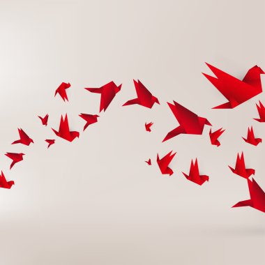 Origami kağıt kuş arka plan üzerinde