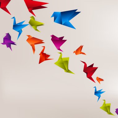 Origami kağıt kuş arka plan üzerinde