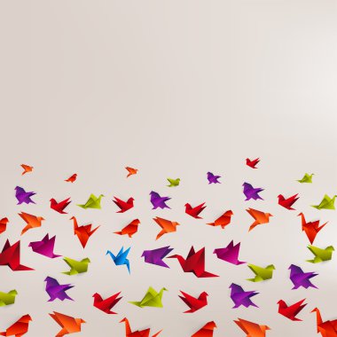 Origami kağıt kuş arka plan üzerinde