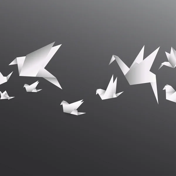 Origami uccello di carta su sfondo astratto — Vettoriale Stock