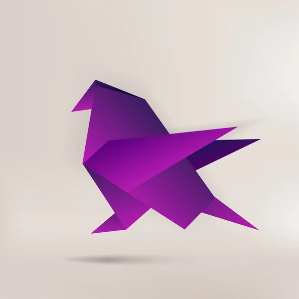 Origami papier vogel op abstracte achtergrond — Stockvector