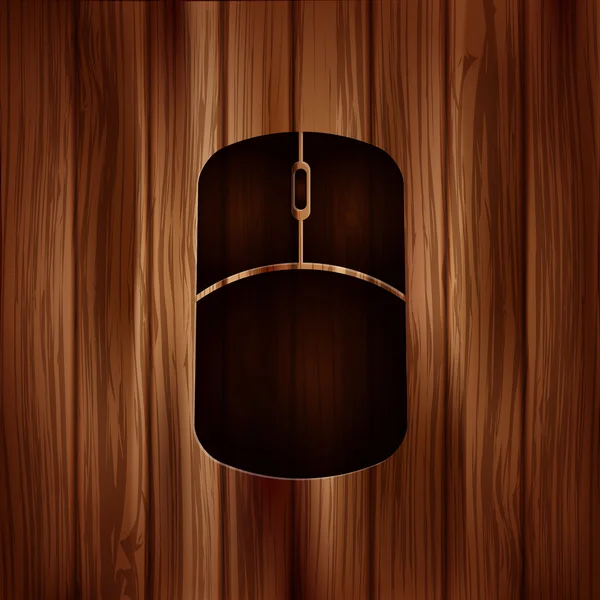 Icono web del ratón. Textura de madera . — Vector de stock