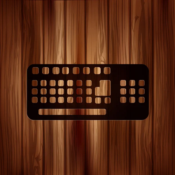 Computer keyboard web icon. Wooden texture. — Stock Vector
