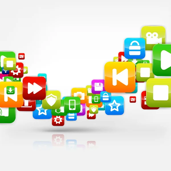 Pulsante applicativo.Social media.Cloud computing . — Vettoriale Stock