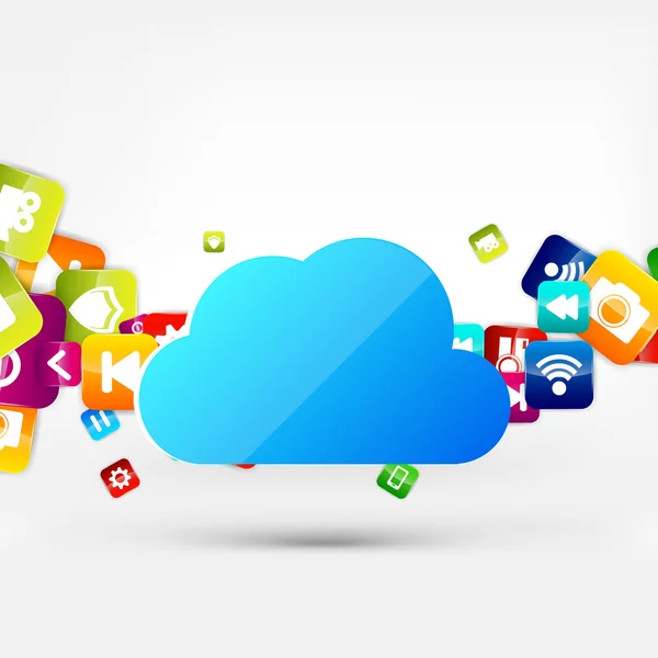 Botón de aplicación.Redes sociales.Cloud computing . — Vector de stock