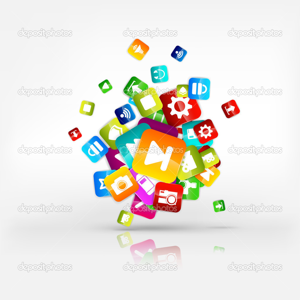 Application button.Social media.Cloud computing.