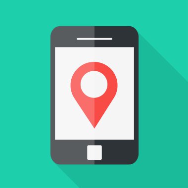 Smartphone. düz tasarım. konumu simgesi.
