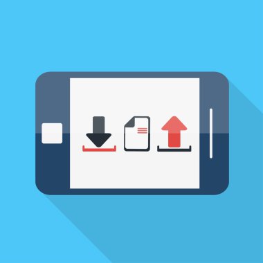 Smartphone. düz tasarım. indir, Yükle simgesini.