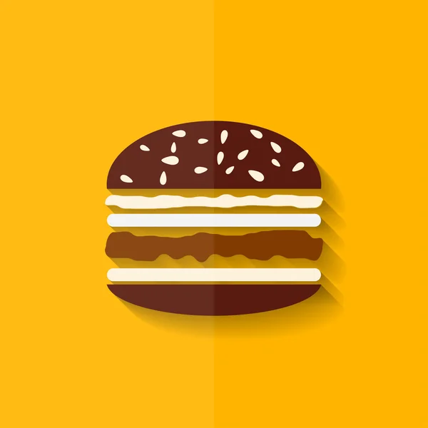 Икона гамбургера. Символ чизбургера. Плоский дизайн . — стоковый вектор