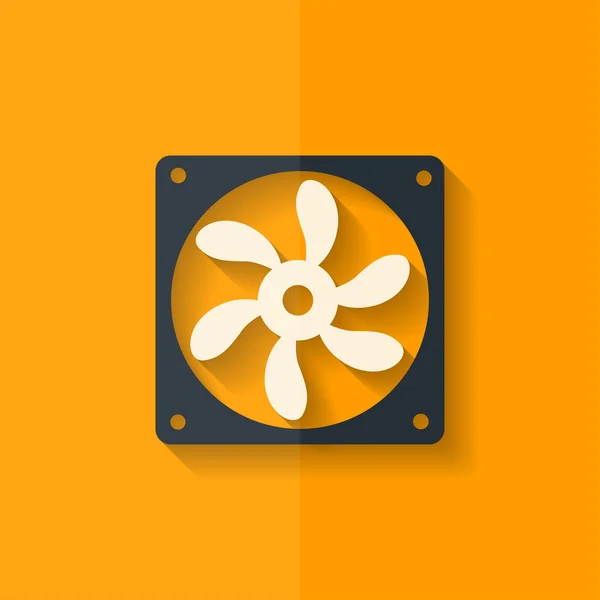 Computer cooling fan icon. Flat design. — Stock Vector