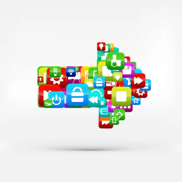 Bouton d'application.Médias sociaux.Cloud computing . — Image vectorielle