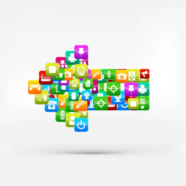 Bouton d'application.Médias sociaux.Cloud computing . — Image vectorielle