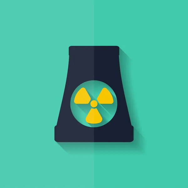 Икона атомной электростанции. Плоский дизайн . — стоковый вектор