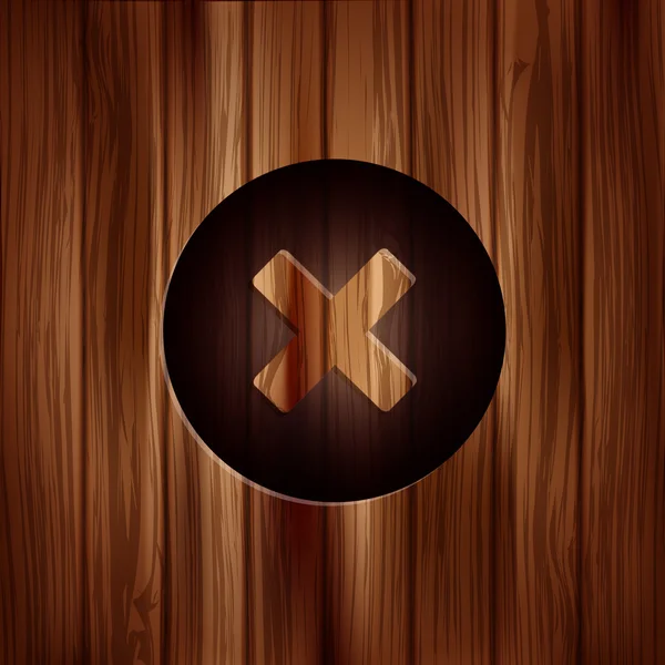 Eliminar icono web. Cierre el símbolo. Textura de madera . — Archivo Imágenes Vectoriales