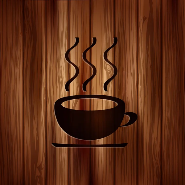 Hot drink web icon. Wooden background. — Stock Vector