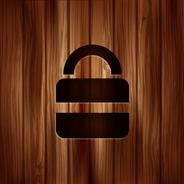 Padlock web icon. Wooden texture. — Stock Vector