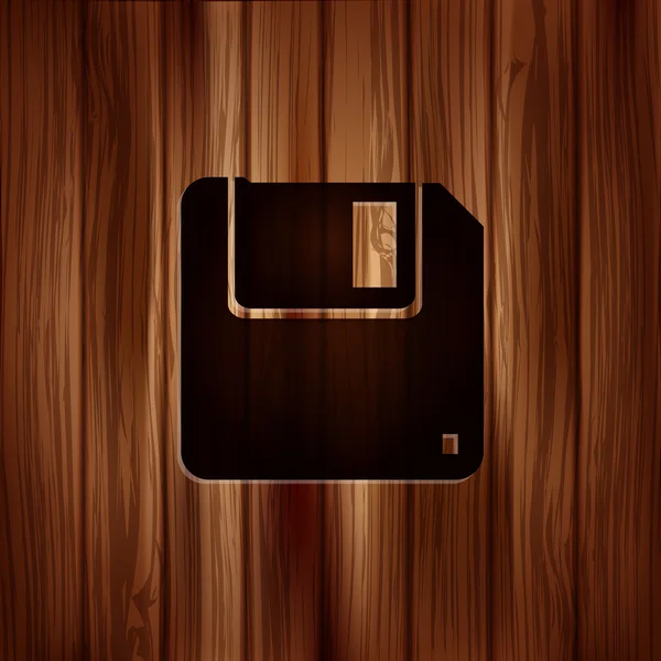 Floppy disk icon. Wooden texture. — Stock Vector