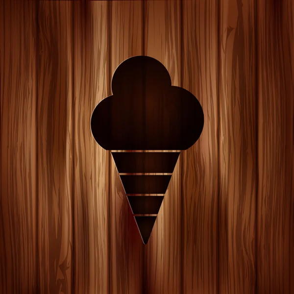 アイスクリームの web アイコン。木製の背景. — ストックベクタ