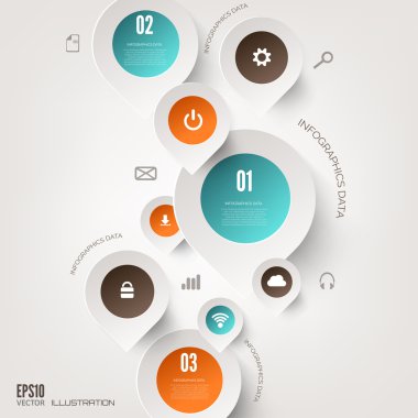bulut bilgi işlem arka plan ile web simgeler. sosyal ağ. mobil uygulama Infographic elemanları.