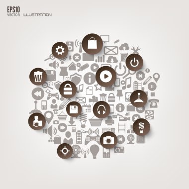 düz arka plan web simgeler. arabirim simgeler. bulut bilgisayar. Mobil devices.business kavramı.