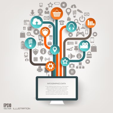 simge ağaç. düz arka plan web simgeler. arabirim simgeler. bulut bilgisayar. Mobil devices.business kavramı.