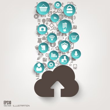 düz arka plan web simgeler. arabirim simgeler. bulut bilgisayar. Mobil devices.business kavramı.