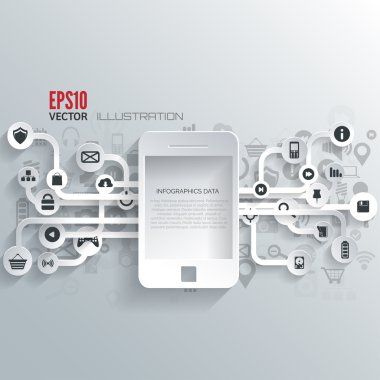 bulut bilgi işlem arka plan ile web simgeler. sosyal ağ. mobil uygulama Infographic elemanları.