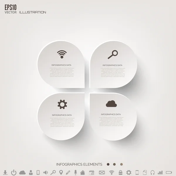 Cloud computing background with web icons. Social network. Mobile app. Infographic elements. — Stock Vector