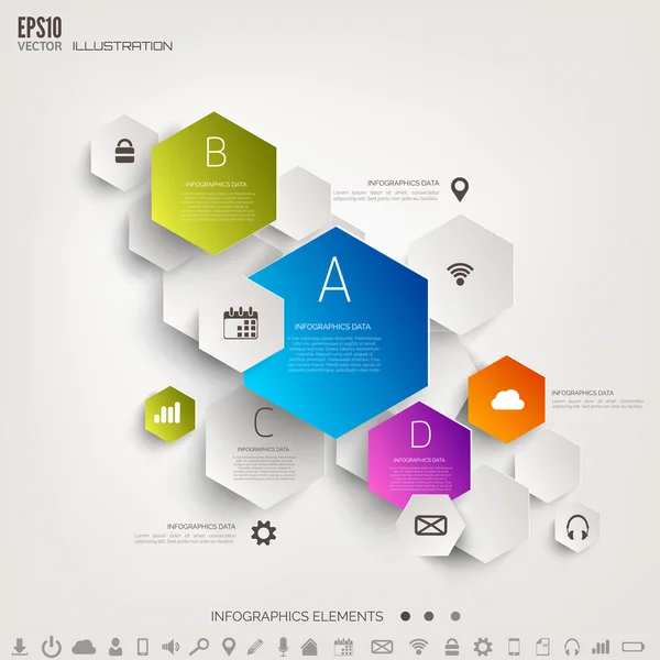 Fondo de computación en la nube con iconos web. Red social. Aplicación móvil. Elementos infográficos . — Archivo Imágenes Vectoriales