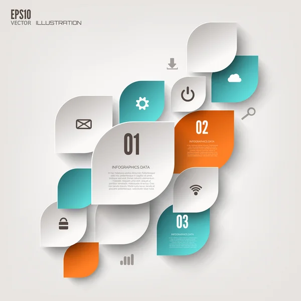 Fondo de computación en la nube con iconos web. Red social. Aplicación móvil. Elementos infográficos . — Archivo Imágenes Vectoriales