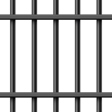 Siyah gerçekçi metal parmaklıklar beyaz arka planda izole edilmiş. Detaylı hapishane kafesi, demir parmaklıklar. Sabıka kaydı. Yaratıcı vektör illüstrasyonu