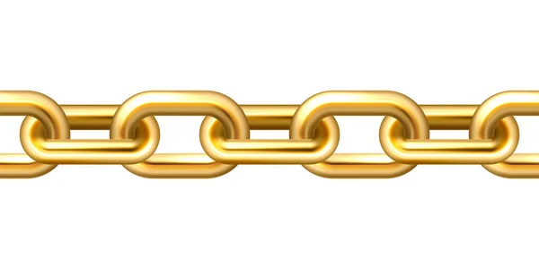 Позолоченная цепочка из бесшовного металла с золотыми звеньями на белом фоне. Векторная иллюстрация. — стоковый вектор